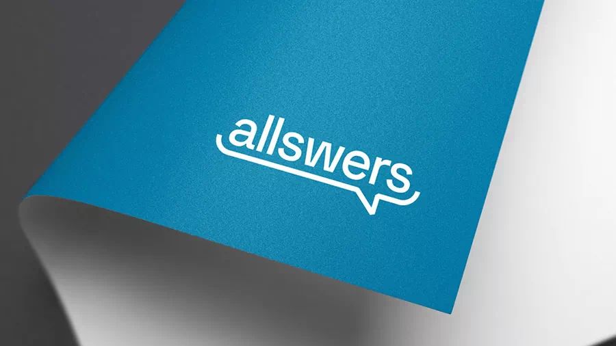 Aplicación de la marca Allswers sobre papelería